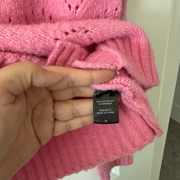 Pink Heart Knit Button-Up Cardigan Sweater - Picture 6 of 8